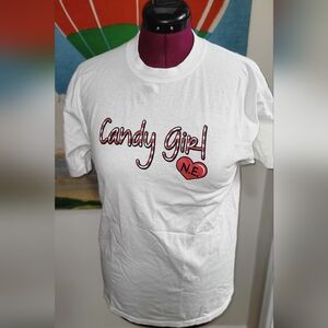 Women’s New Edition NE Shirt Candy Girl  White Red Tee Size Large